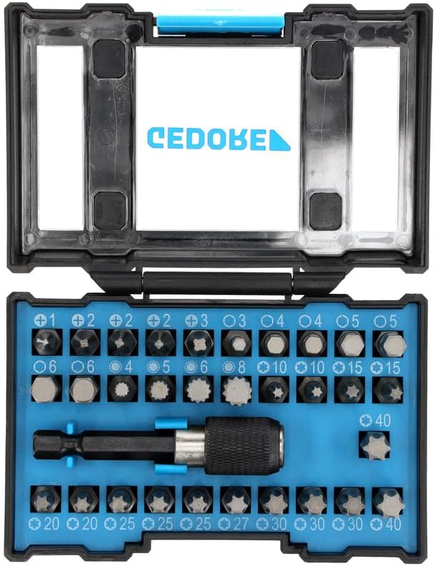 GEDORE Bit-Box Industrie, 32-teilig, Bit-Set mit Bit-Halter und Schraubendrehereinsätzen, 1/4", 6,3