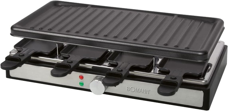 Bomann RG 6039 CB Raclette-Grill, Raclette für bis zu 8 Personen, zum Grillen und Überbacken, mit gr