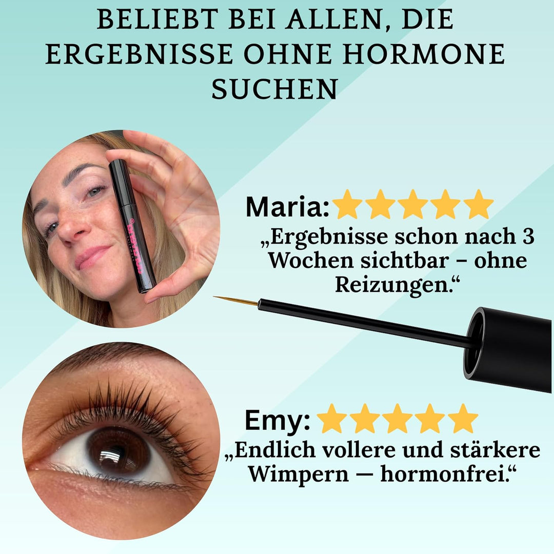 Wimpernserum ohne Hormone I 5ml I Lash Serum vegan &amp; cruelty free I Für empfindliche Augen I Längere