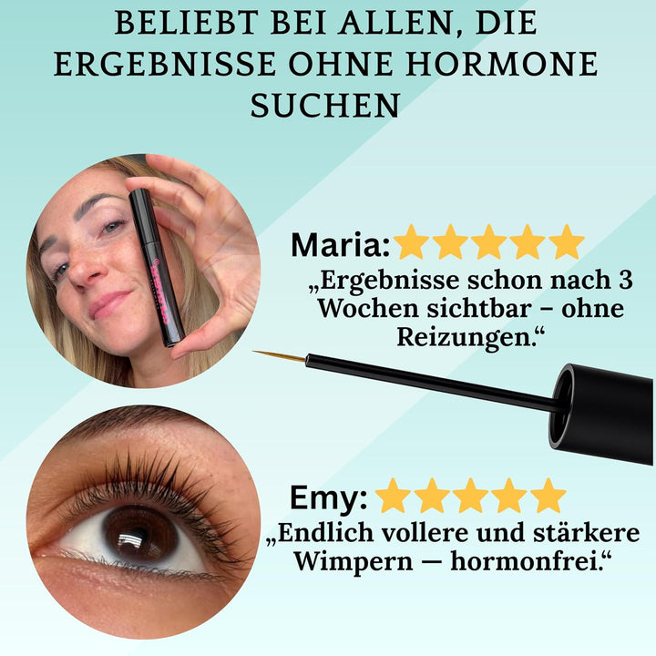 Wimpernserum ohne Hormone I 5ml I Lash Serum vegan &amp; cruelty free I Für empfindliche Augen I Längere