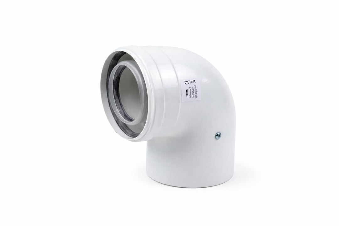 Uzman-Versand, 90° Konzentrische Luft-/Abgasbogen Ø 80/125 mm, Innen Kunststoff PP/Aussenrohr Kunsts
