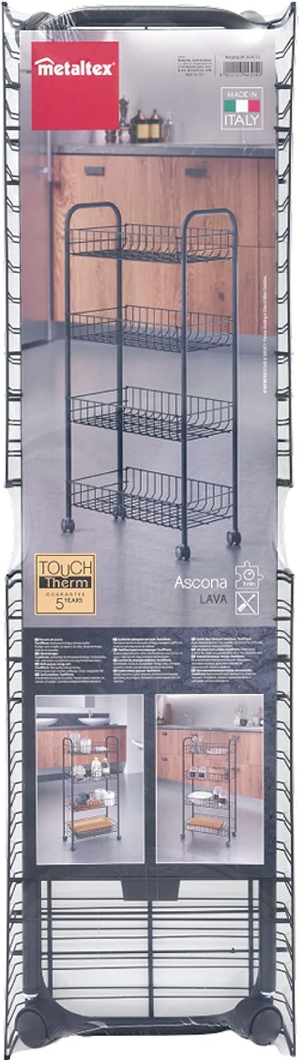 Ascona Lava Allzweckwagen 4 Etg. 41x26x86cm TouchTherm Schwarz, Schwarz