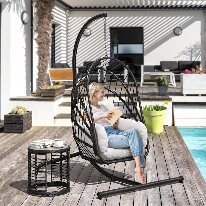 YITAHOME Hängesessel mit Kissen, Max. Belastung 150kg, Hängestuhl Outdoor mit Gestell Körbe 195x120x