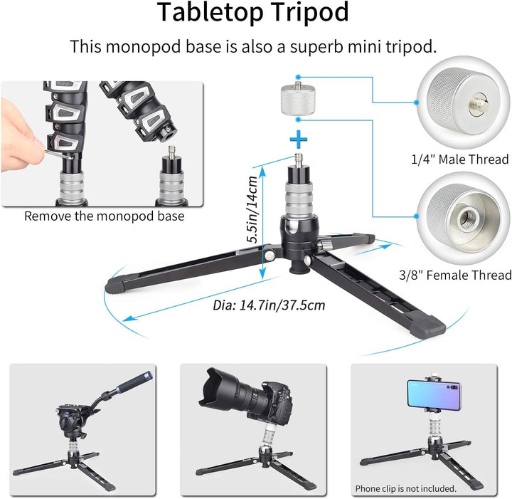 INNOREL VM70K 182cm Video-Einbeinstativ-Stativ Aluminium-Teleskopkamera Einbeinstativ mit F60 Fluidk