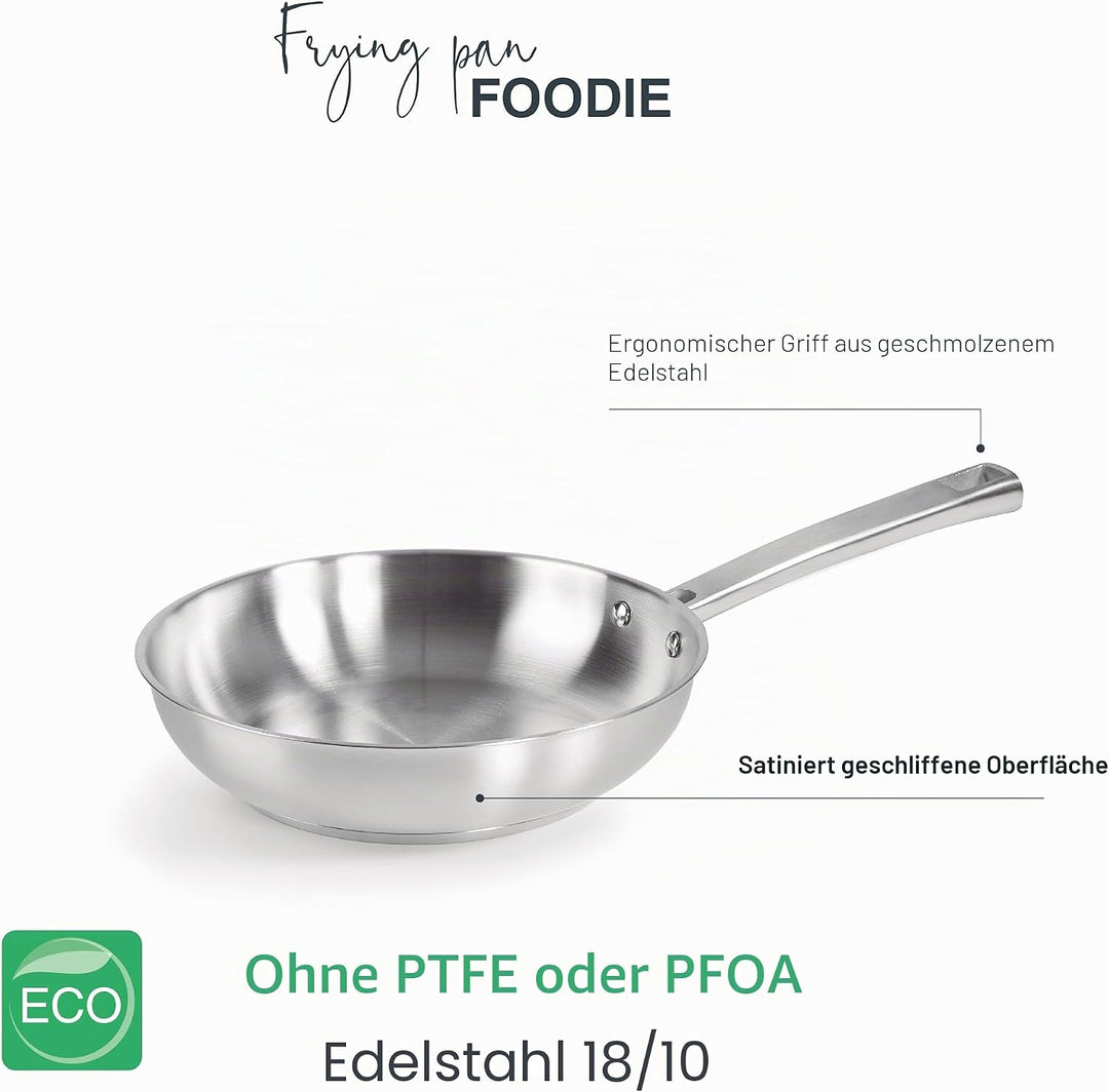LACOR 45420 Bratpfanne Ø Foodie-Pfanne, ohne Antihaftbeschichtung, kompatibel mit allen Herdarten, u