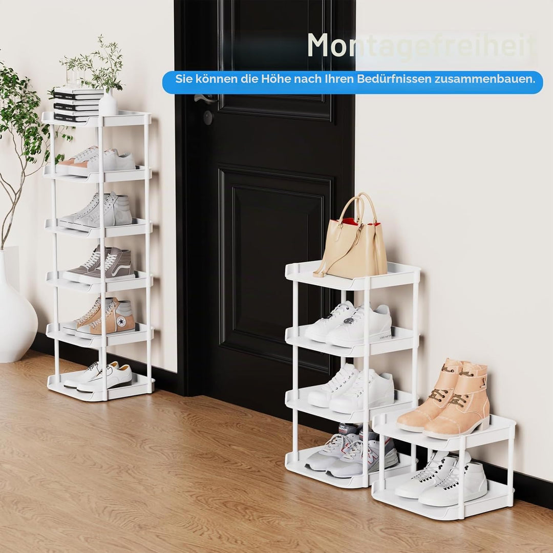 6 Ebenen Schmal Schuhregal, Mehrschichtiges Hoch Schuhregale Platzsparend, Stapelbar Klein Standrega