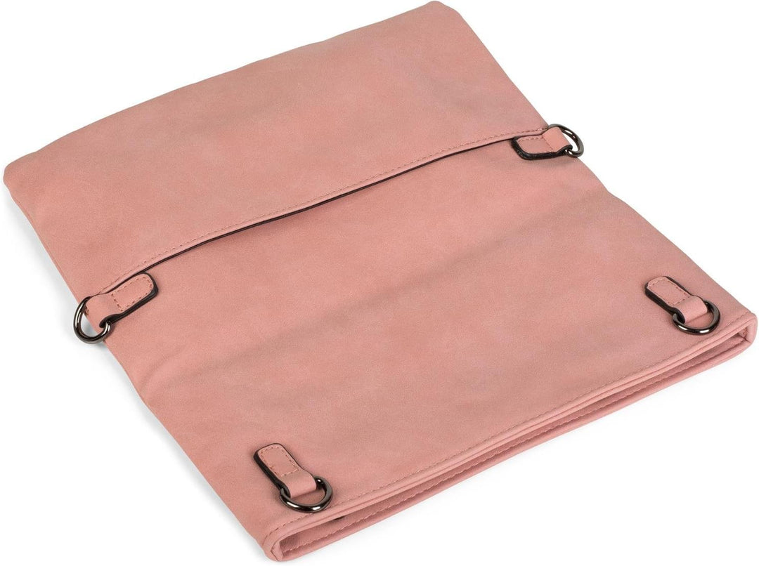 styleBREAKER Fold-Over-Clutch in Wildlederoptik mit Überschlag, 3-in-1 Tasche, Schulterriemen, Trage