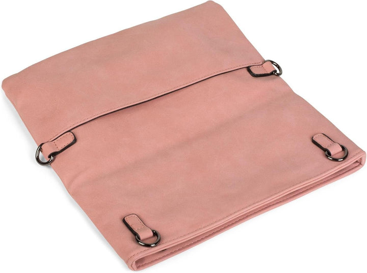 styleBREAKER Fold-Over-Clutch in Wildlederoptik mit Überschlag, 3-in-1 Tasche, Schulterriemen, Trage