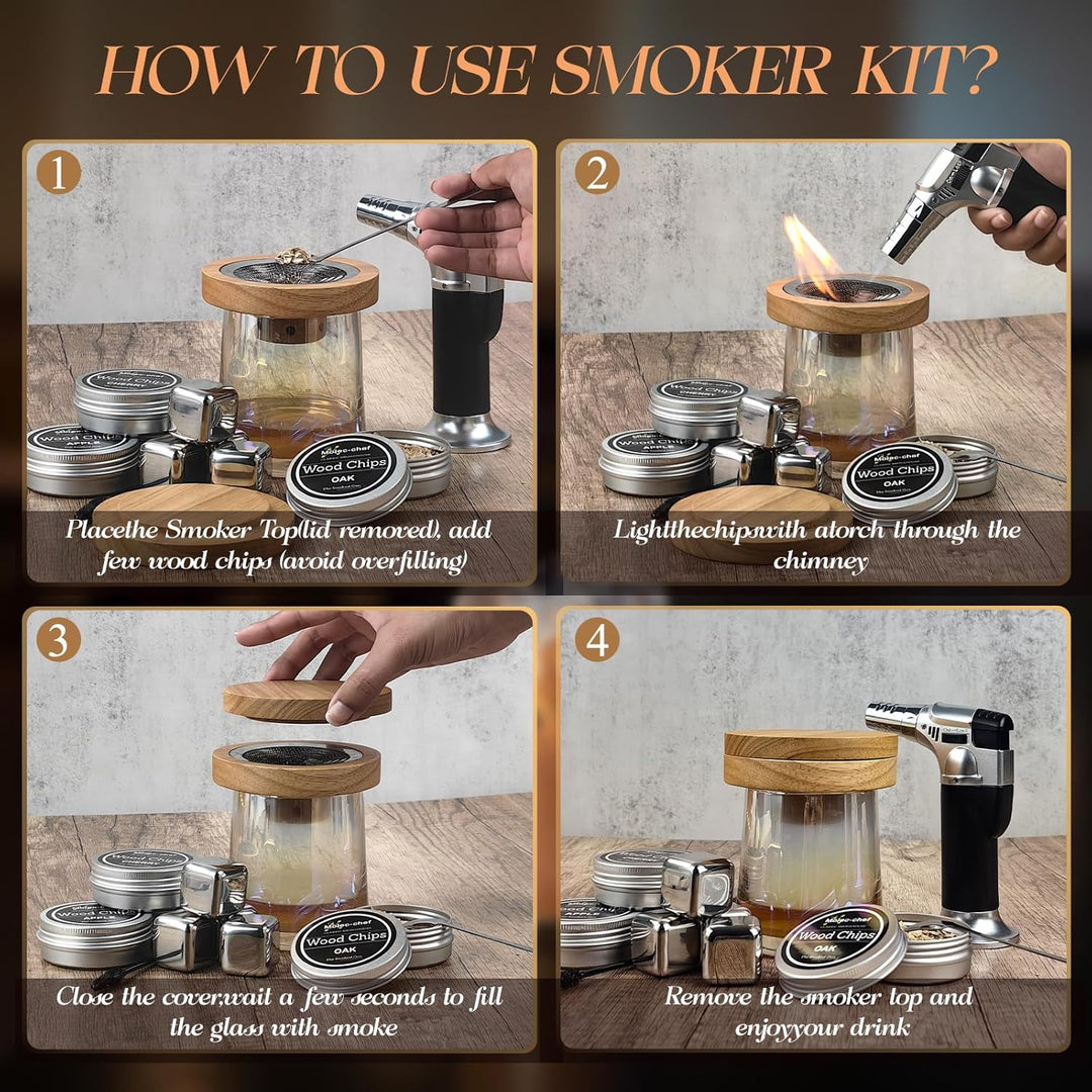 RoseFlower Cocktail Smoker Set, Nostalgie Smoker Set für Whiskey, Getränke, Bourbon, Steak, Fisch un