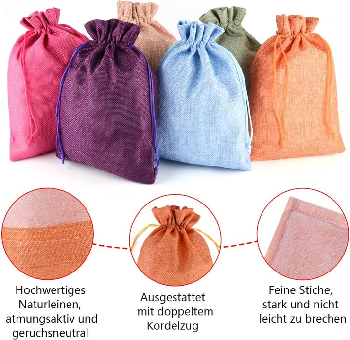 MAOOY Jutesäckchen, 20 Stück 20x30cm Kleine Säckchen mit Kordelzug, Gemischte Farbe Stoffsäckchen fü