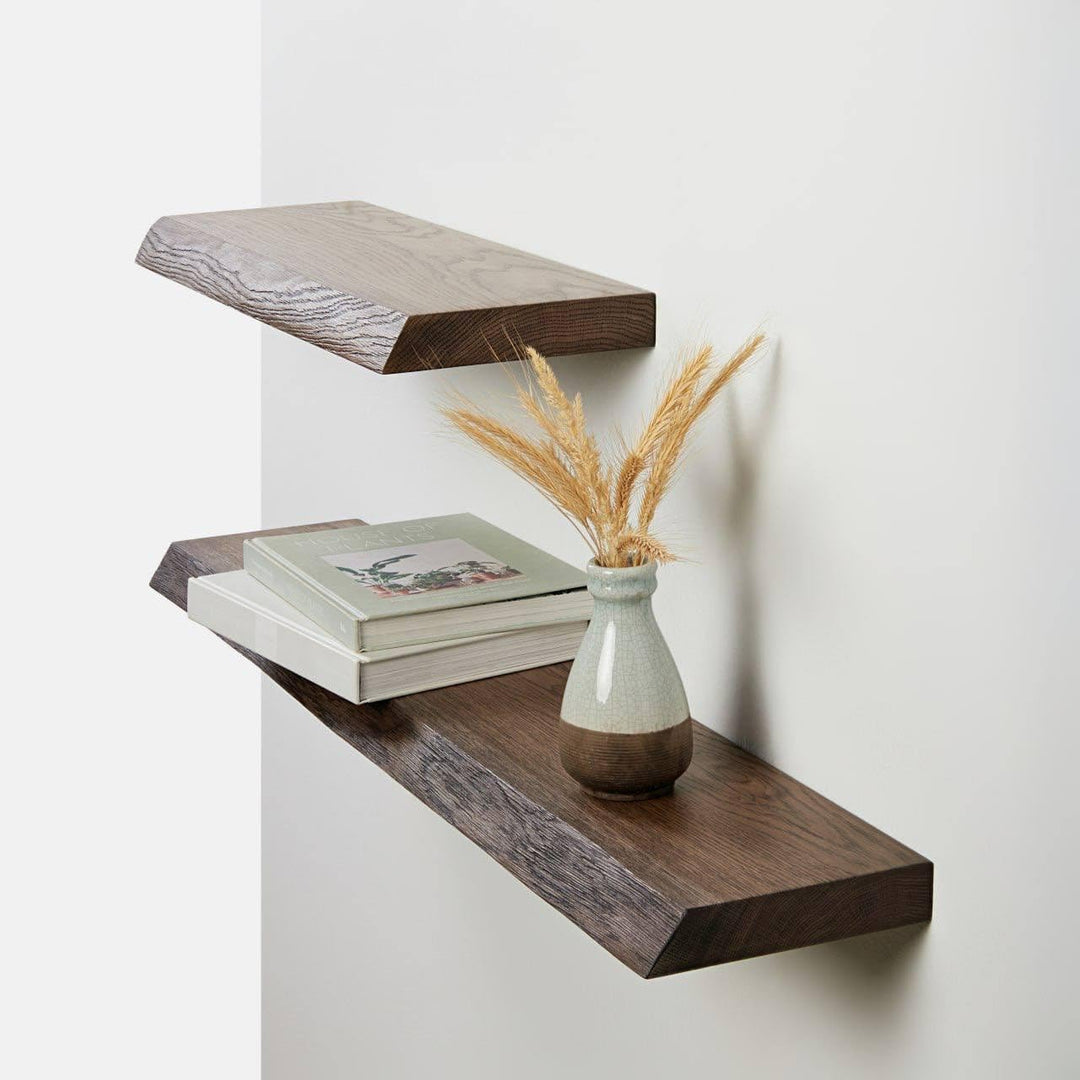 1 Original BestLoft® Wandregal Ruby mit Baumkante aus Eiche Wandboard Dunkel (40cm, Baumkante) Baumk