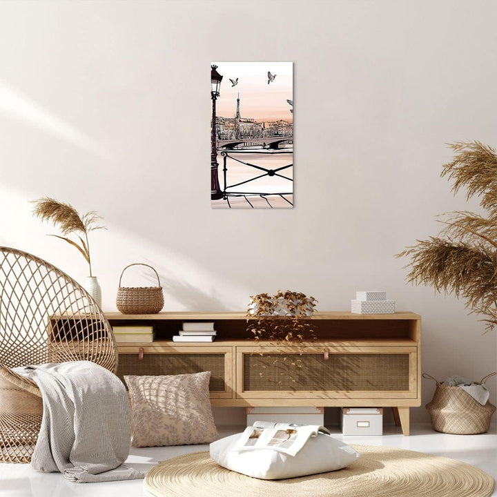 Bilder auf Leinwand frankreich Taube Grafiken Illustration Leinwandbild mit Rahmen 45x80cm Wandbilde