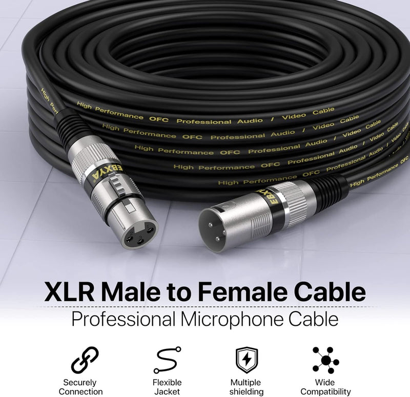 EBXYA XLR-Kabel, Mikrofonkabel, 15 m, Stecker auf Buchse, 3-polig, symmetrisches XLR-Kabel, DMX-Patc