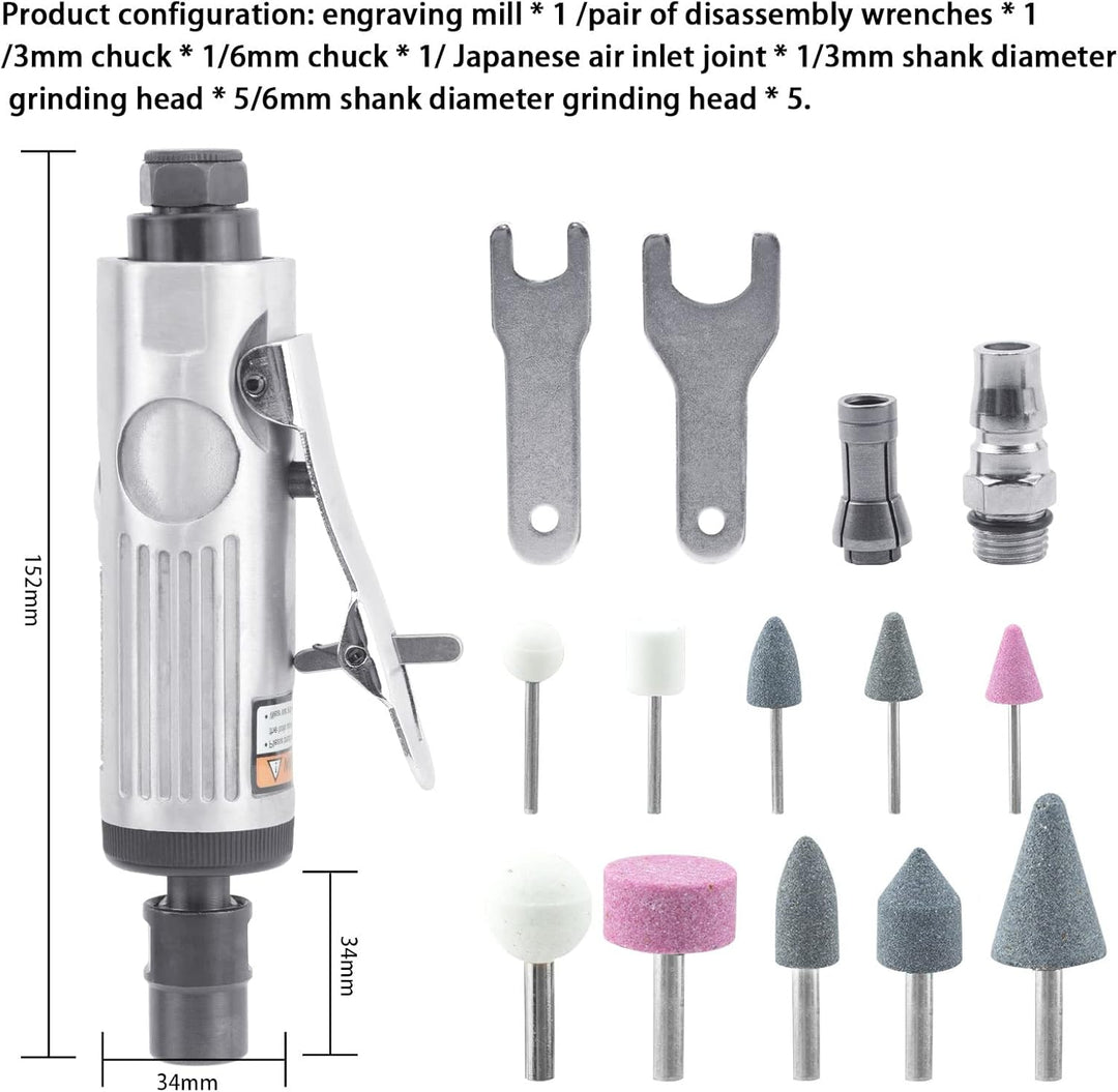BIGP Druckluftschleifer Set, Druckluft Stabschleifer, gerader pneumatischer Schleifer, Geradschleife