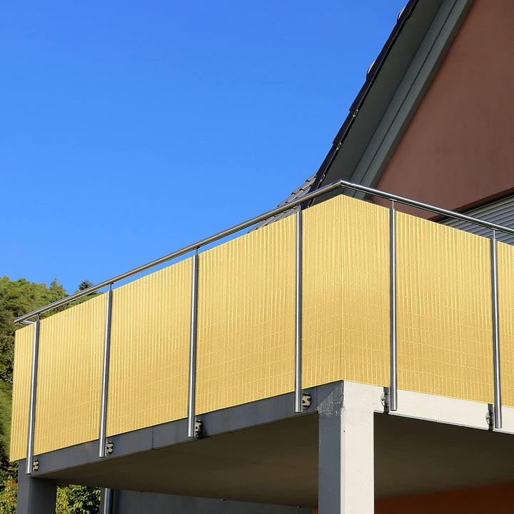 PVC Sichtschutzmatte Sichtschutzzaun 120x300CM, Bambus, Outdoor Sichtschutz mit verstärkten Lamellen