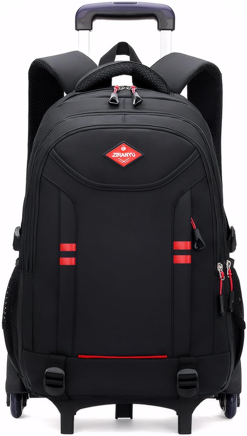 Amythe Schulrucksack Jungen mit Rollen, Abnehmbare Trolley Rucksack Teenager Schulranzen Jungen für