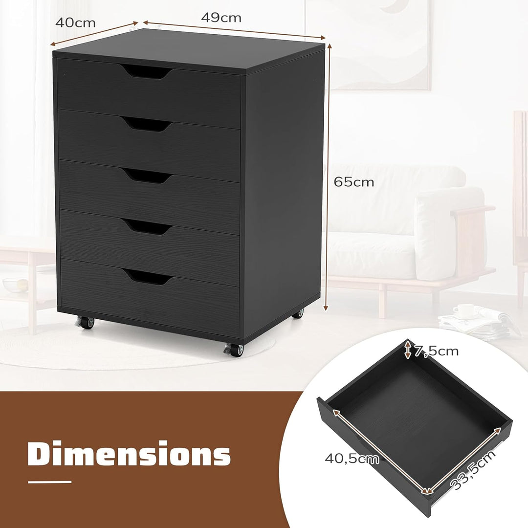 GIANTEX Aktenschrank auf Rollen, Rollcontainer mit Schubladen, mobiler Druckerständer für Home-Offic