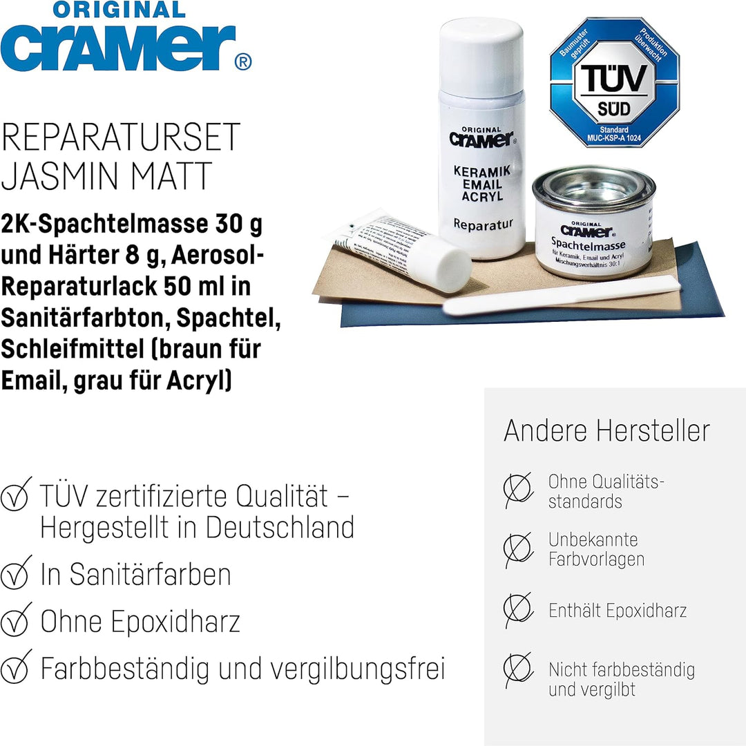 Cramer Reparatur Set jasmin matt - für Badewannen, Duschwannen & Waschbecken - professionelle Lösung