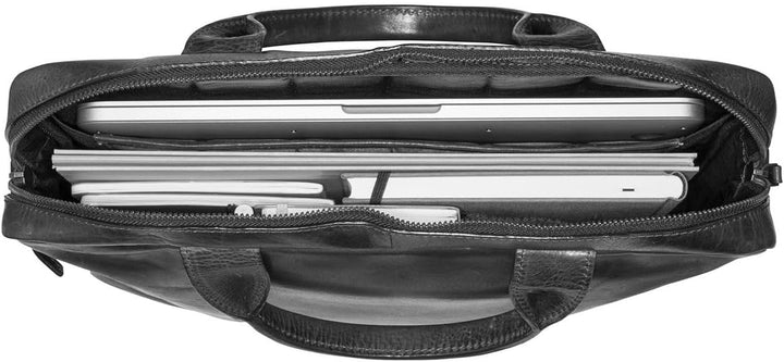 Leonhard Heyden Roma - Aktentasche slim 1 Fach Leder 15" 38 cm Schwarz, Schwarz