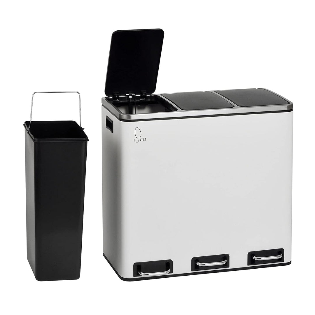 SVITA TM3X18 Treteimer 54 Liter Abfalleimer Mülleimer Design Mülltrennung Papierkorb Küchen-Ordnung