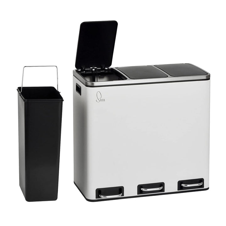 SVITA TM3X18 Treteimer 54 Liter Abfalleimer Mülleimer Design Mülltrennung Papierkorb Küchen-Ordnung