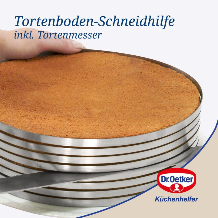 Dr. Oetker Tortenboden-Schneidhilfe Ø 26-28 mit Tortenmesser, hochwertiger Backhelfer zum Schneiden