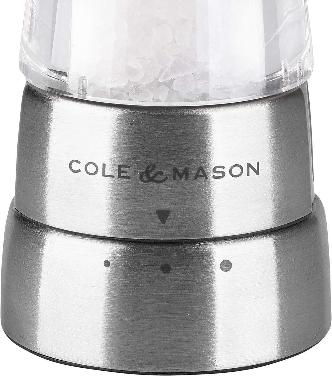 Cole &amp; Mason Derwent Edelstahl/Acryl 190mm Clr SS Salzmühle, Clear/Stainless Steel, 19 cm, H59402G E
