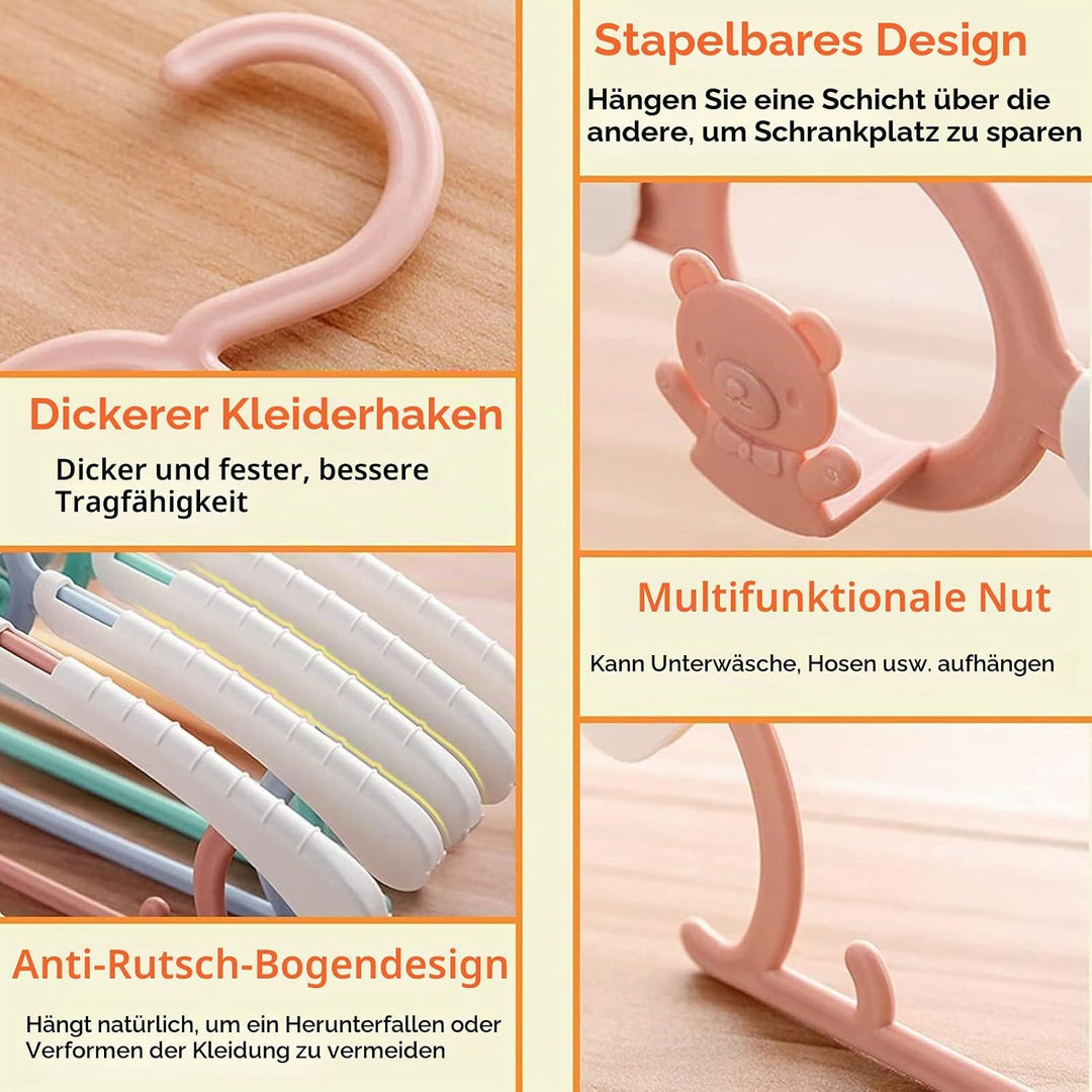 HGYZE Baby Kleiderbügel Kinder Antirutsch, 29-37cm Ausziehbare Kinderkleiderbügel mit Hosenständer,