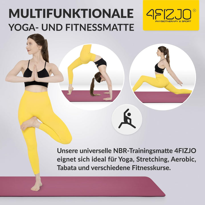 Fitnessmatte mit Tragegurt, Abm. 180x60 cm, NBR-Schaumstoff, Rutschfest, Komfort, In &amp; Outdor, Pilat