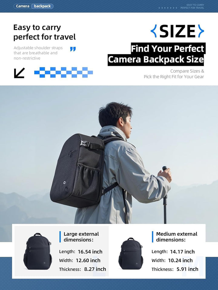llano Kamerarucksack für DSLR/SLR/Spiegellose Kameras – Wasserabweisender Fotorucksack mit Laptopfac