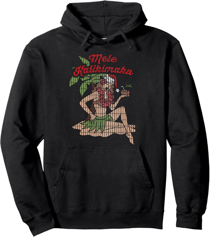 Mele Kalikimaka Miss Santa Claus Hawaii Christmas Surfer Pullover Hoodie