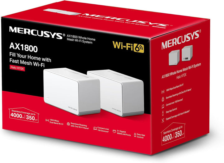 MERCUSYS TP-Link WiFi 6 Mesh AX1800Mbps, 3 Gigabit-Ethernet-Anschlüsse, Kindersicherung, Anschluss v