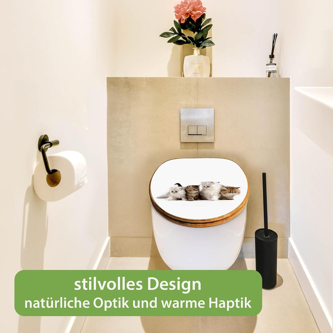banjado Design WC Sitz Bambus Absenkautomatik 45,8x37,5cm - Toilettendeckel mit Absenkautomatik Holz