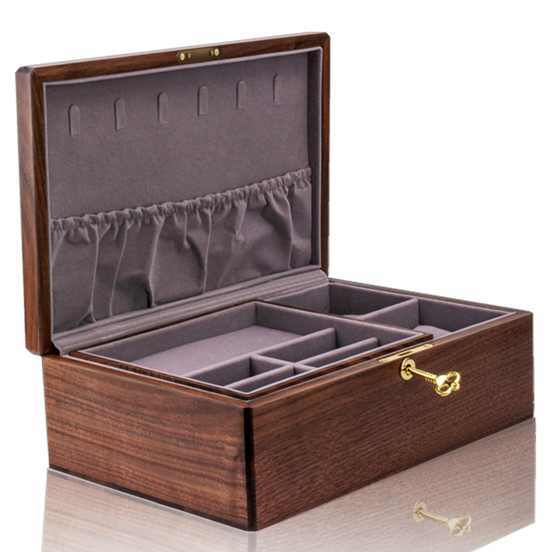 IRIVER BLANK Exquisite Schmuckschatulle aus schwarzem Walnussholz, Organizer und Halter: Edle und el
