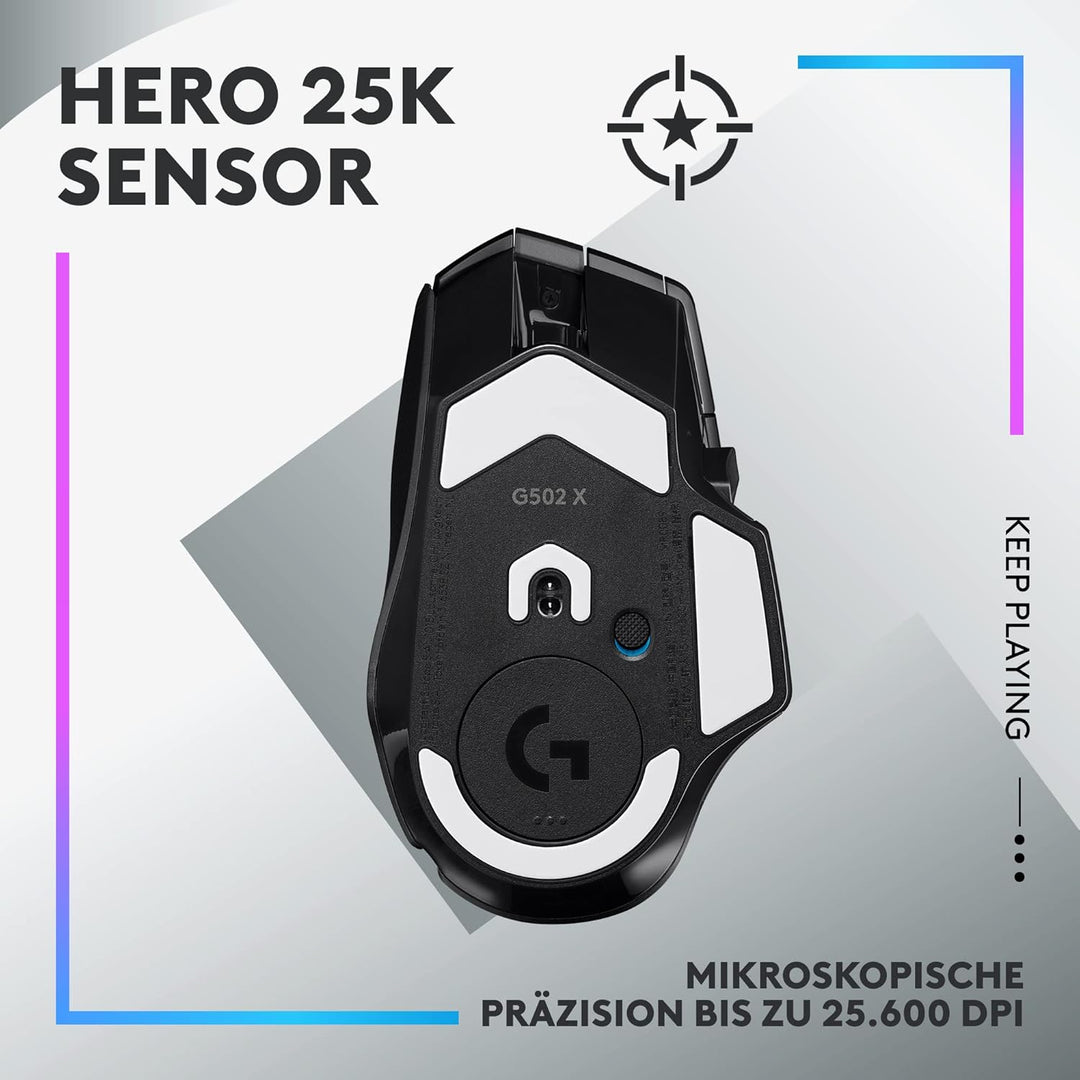 Logitech G502 X PLUS LIGHTSPEED Kabellose RGB-Gaming-Maus - Optische Maus mit LIGHTFORCE Hybridschal