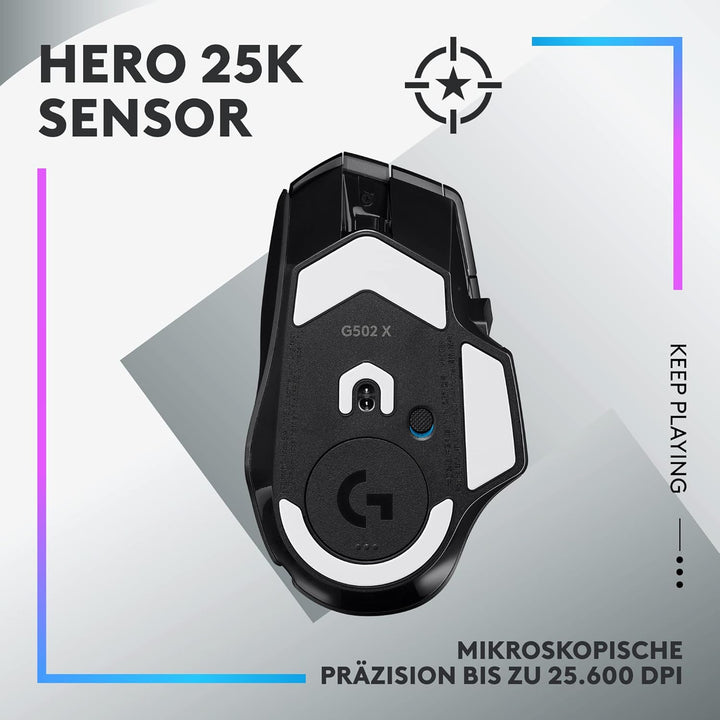 Logitech G502 X PLUS LIGHTSPEED Kabellose RGB-Gaming-Maus - Optische Maus mit LIGHTFORCE Hybridschal
