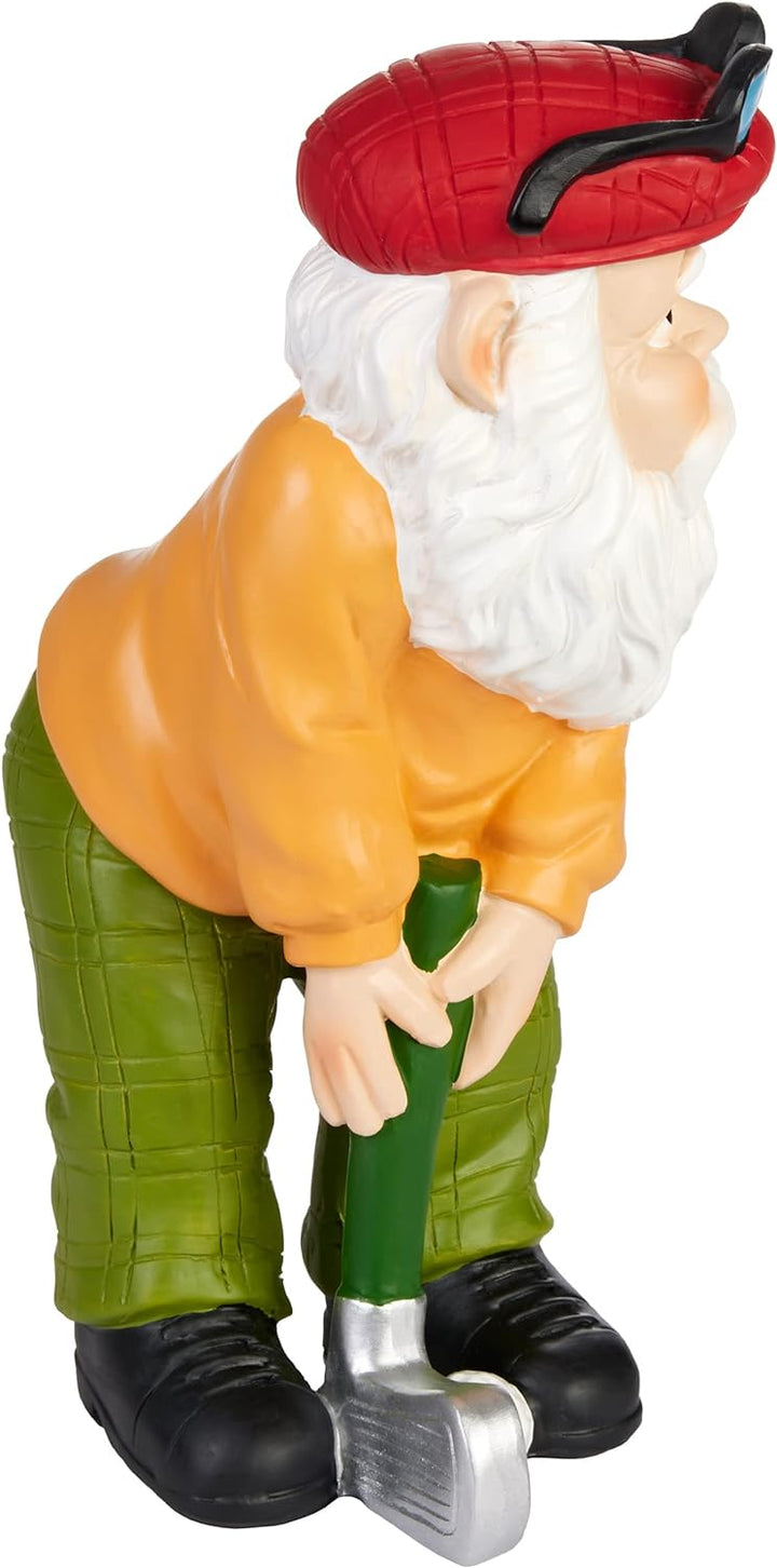 BRUBAKER Gartenzwerg Golfer mit Schläger - Golf Opa mit Golfschläger und Brille - Gartenfigur Lustig