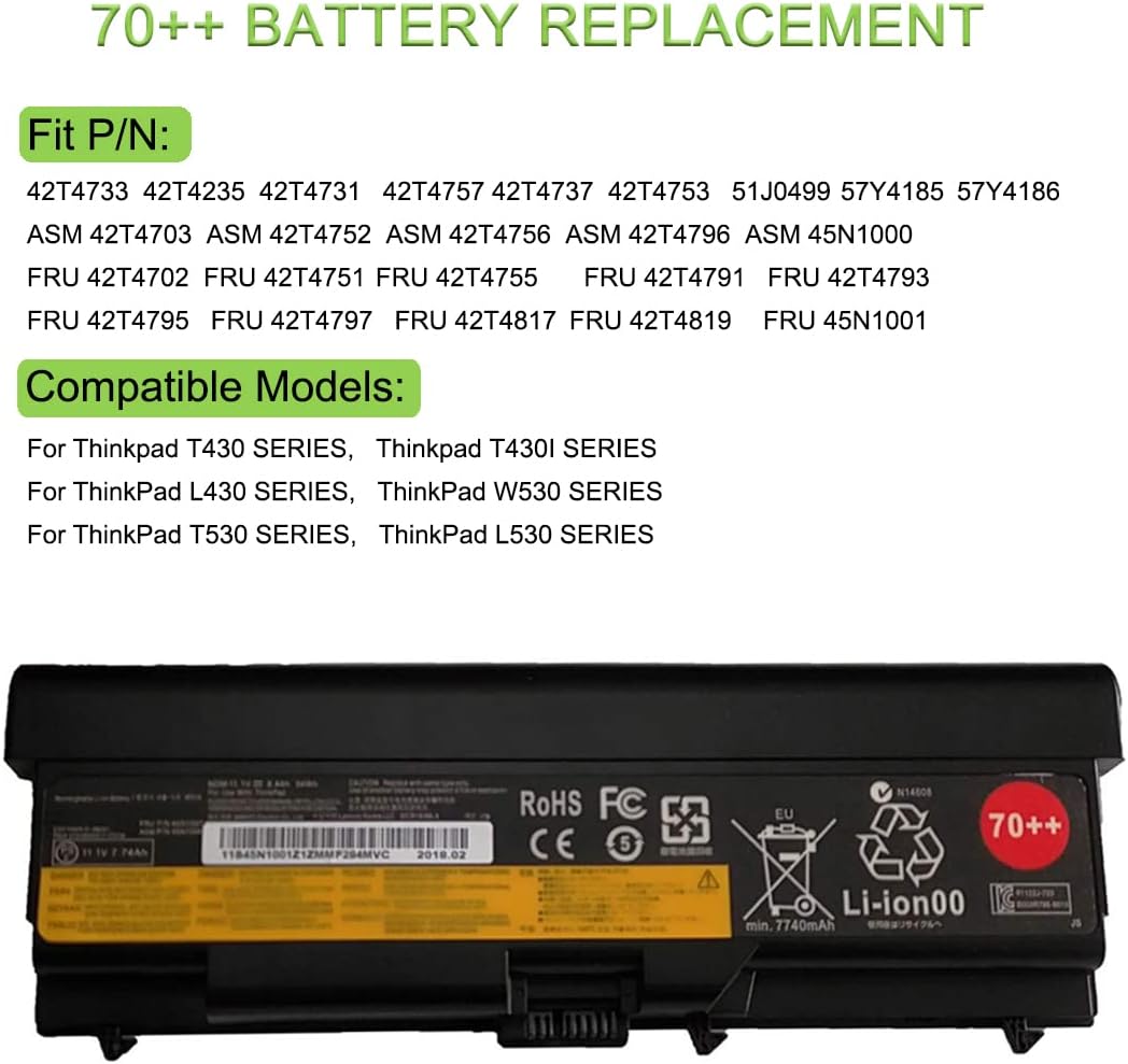 XITAIAN 11.1V 94Wh T430 70++ 0A36303 Ersatz Laptop Akku für Lenovo ThinkPad L430 T430 W530 T530 45N1
