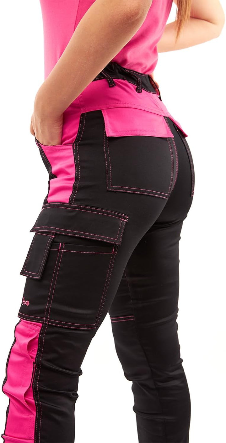 strongAnt Damen Arbeitshose komplett Stretch für Frauen Bundhose mit Kniepolstertaschen Schwarz Grau
