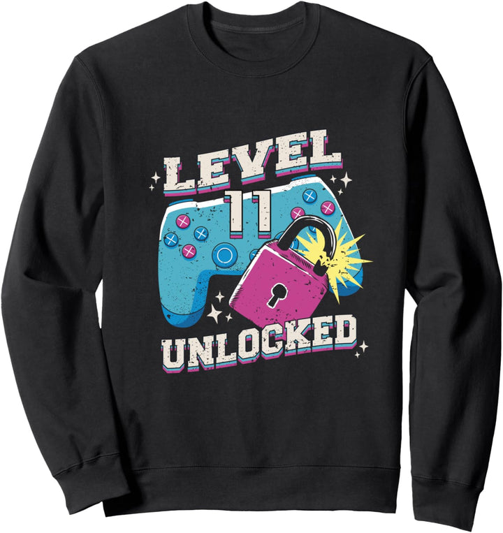 Level 11 Unlocked Awesome Retro Videospiel 11. Geburtstag Sweatshirt