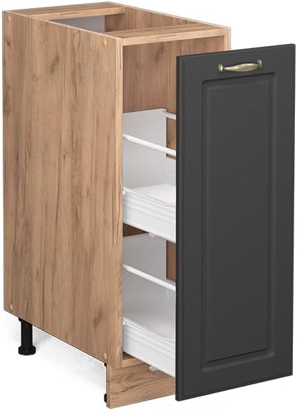 Vicco Apothekerschrank Fame-Line, Anthrazit-Gold/Goldkraft Eiche, 30 cm, AP Marmor Anthrazit-gold Ap