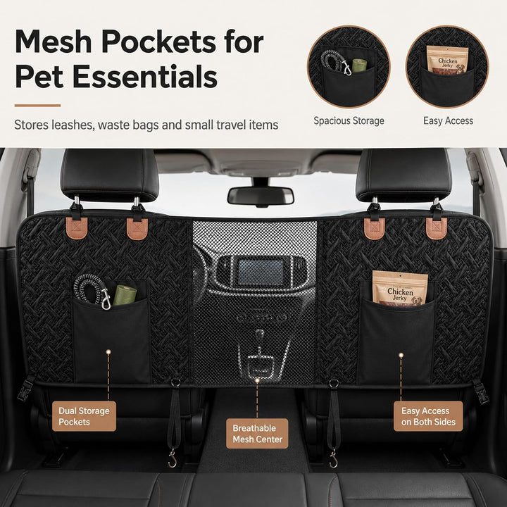 Hunde Auto Barriere, Hunde Netz für Auto Divider, Haustier Barriere mit 2 Mesh Organizer, Universal