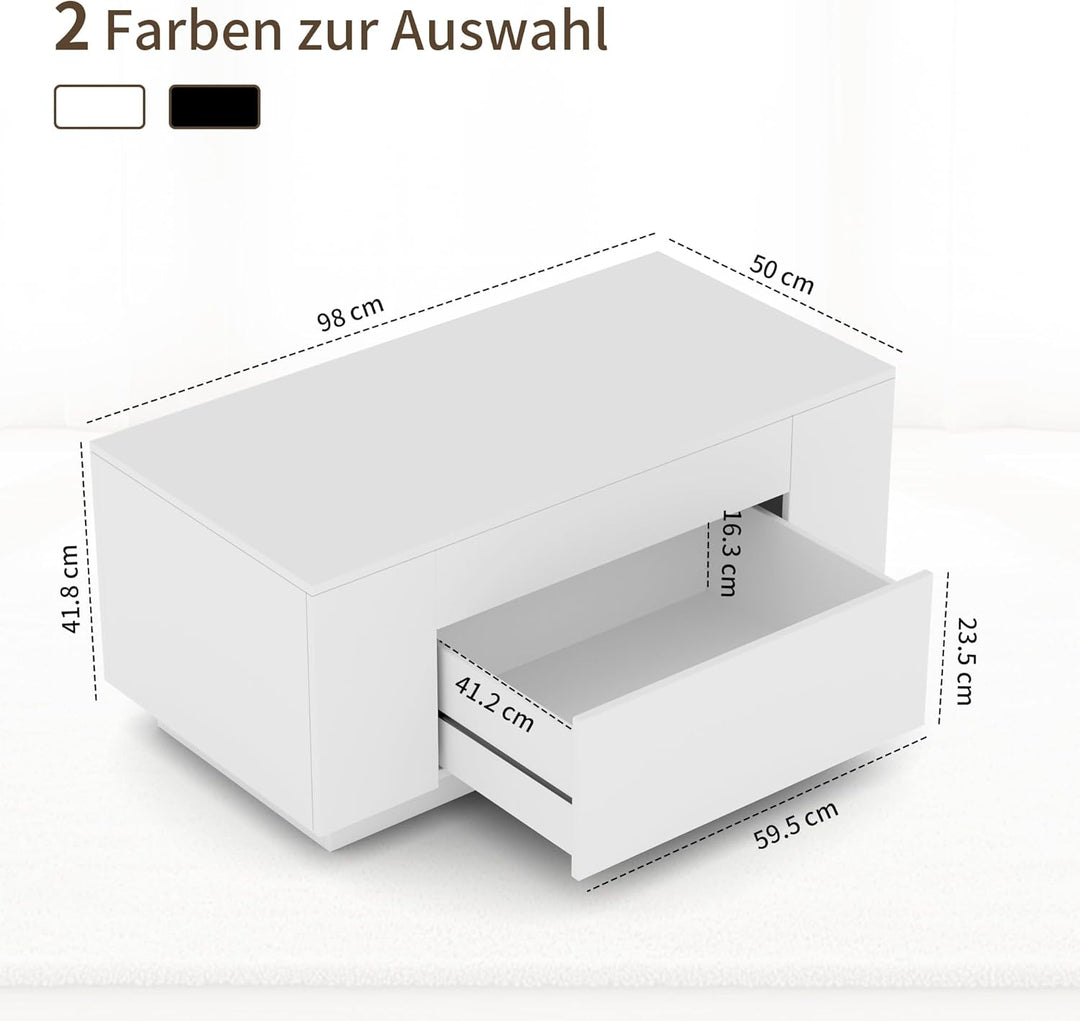 BonVache Couchtisch, Beistelltisch Couch, Wohnzimmertisch Holz mit Stauraum, Kaffeetisch mit Verstec