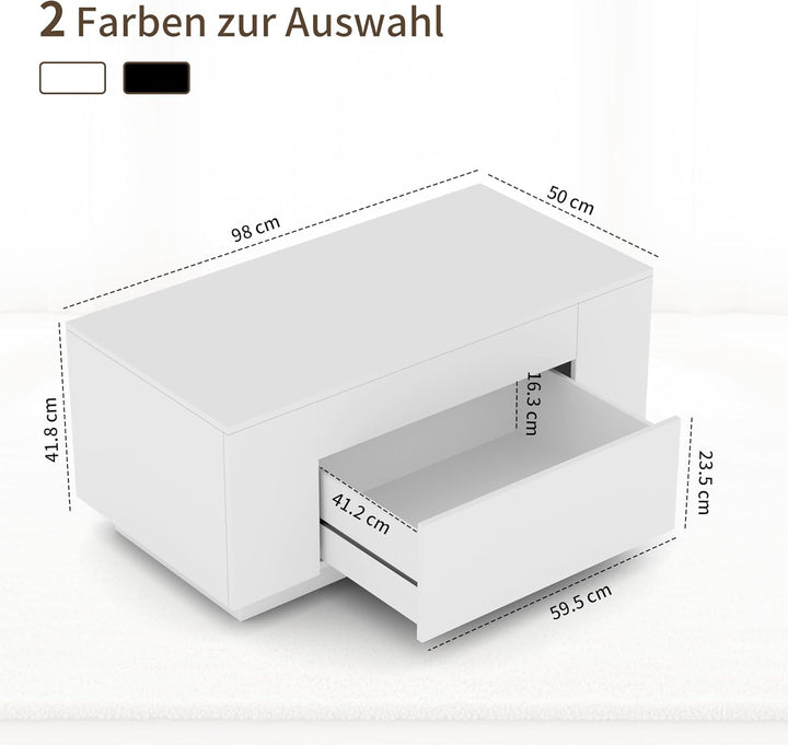 BonVache Couchtisch, Beistelltisch Couch, Wohnzimmertisch Holz mit Stauraum, Kaffeetisch mit Verstec