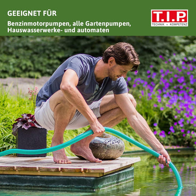 T.I.P. Saugschlauch - Ansaugschlauchgarnitur Messing 7 m (für Gartenpumpen, Hauswasserwerk, Benzin M