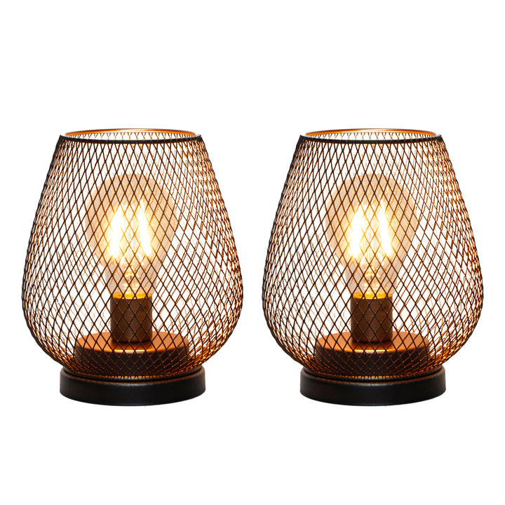 TRIROCKS Set Von 2 Outdoor Vintage Dekorative Batteriebetriebene Tischlampe Metallkäfig Kabellose La