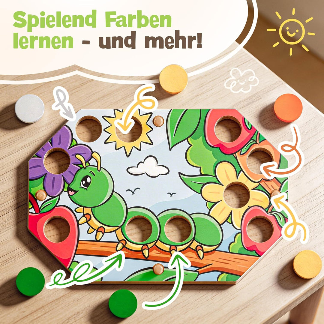 Farblernstation - Farben Lernen Steckspiel ab 2 Jahren - Montessori Spielzeug für Mädchen & Jungen -