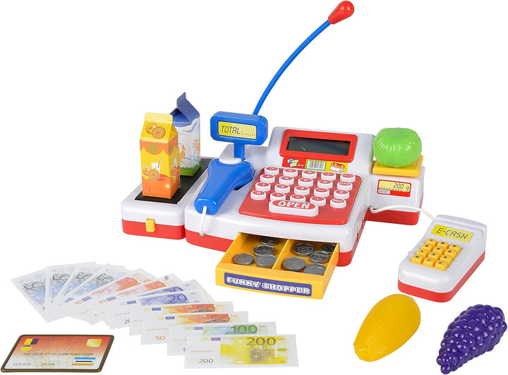 Simba 104525700 - Supermarktkasse mit Scanner Kinderspiel, Bunt, Supermarktkasse