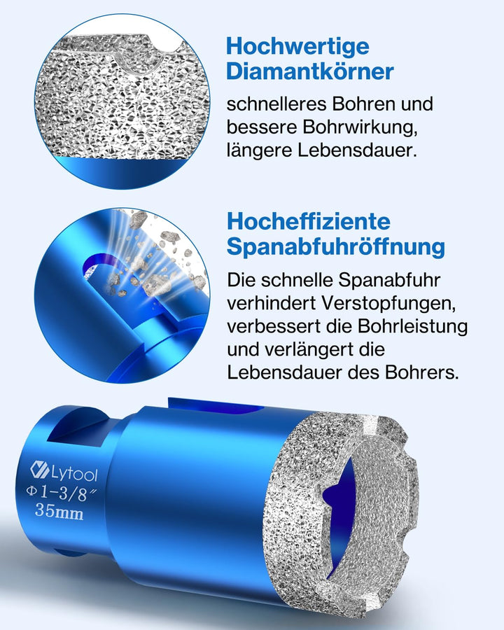 Diamant Fliesenbohrer 35 mm, Lytool Diamantbohrer Lochsäge für M14 Winkelschleifer zum Bohren von Fl