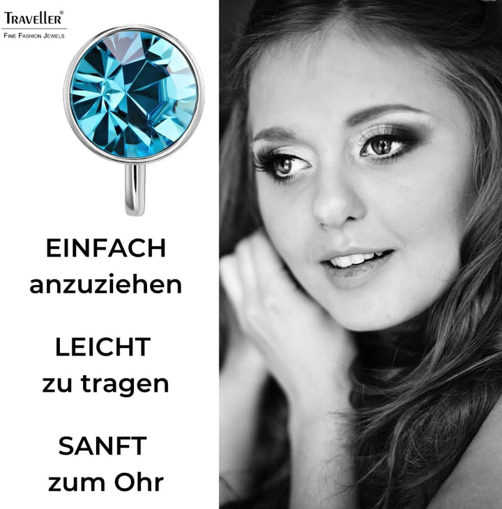 Traveller Ohrclip - Damen - Kristall Blau, Blau